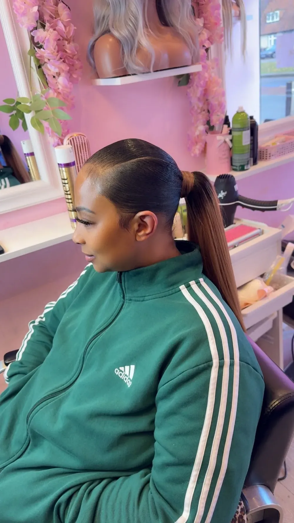 A sleek ponytail